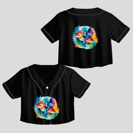 Color splash zodiac: Pisces Crop Top Baseball Jerseys