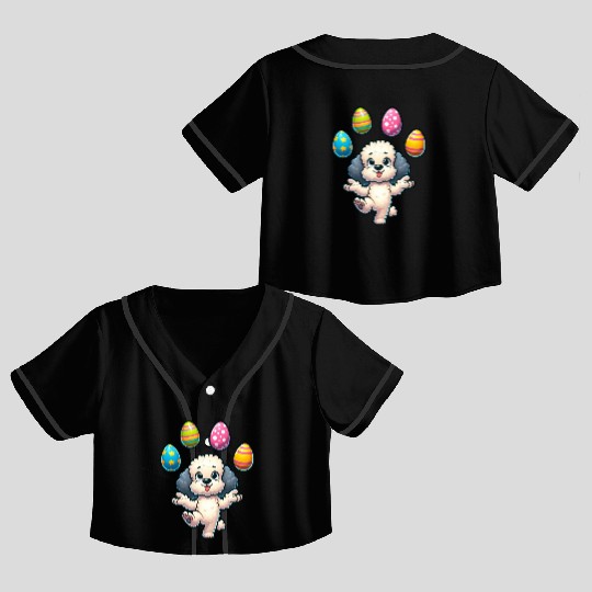 Easter Egg Easter Dog Poodle Juggling Juggler Crop Top Baseball Jerseys