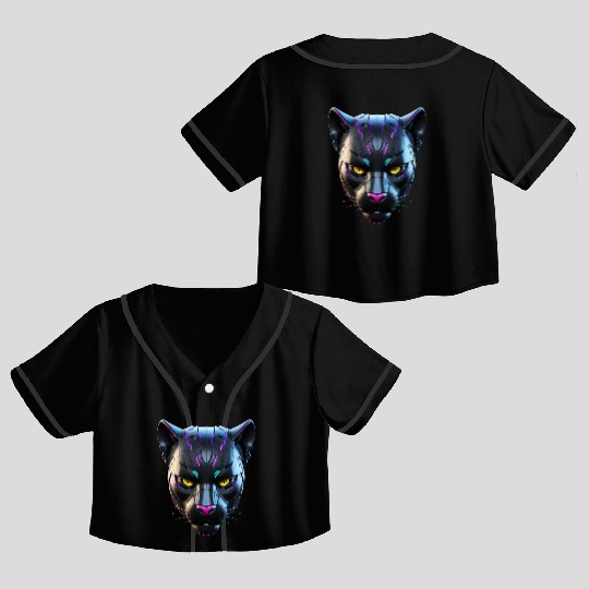 Robot Black Panther Crop Top Baseball Jerseys