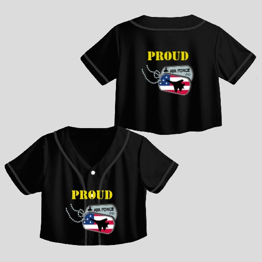 Proud Air Force Dad Crop Top Baseball Jerseys