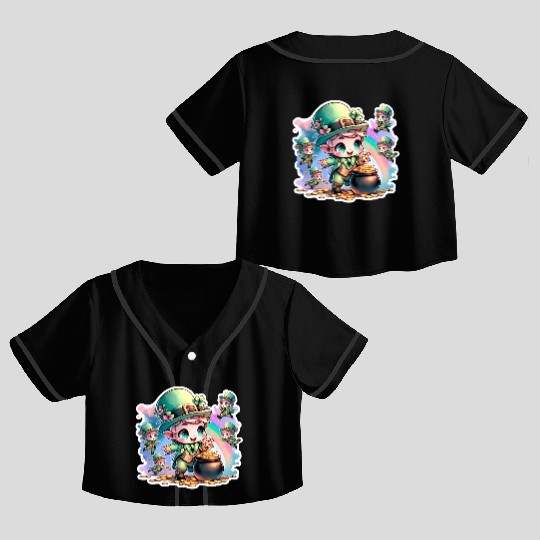 Saint Patrick's Day Chibi Leprechauns Crop Top Baseball Jerseys