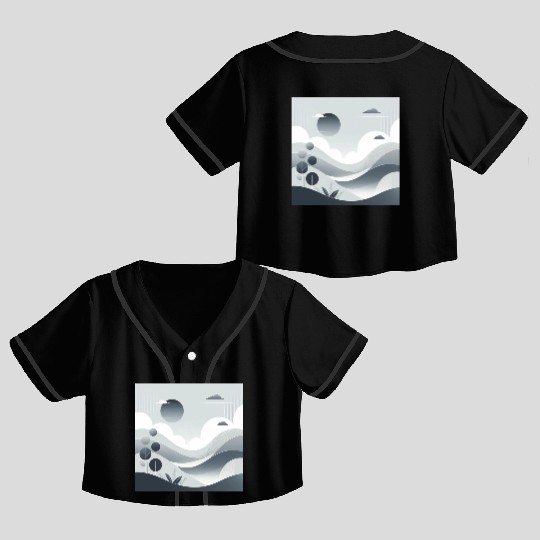 "Tranquil Monochrome Horizon" Crop Top Baseball Jerseys