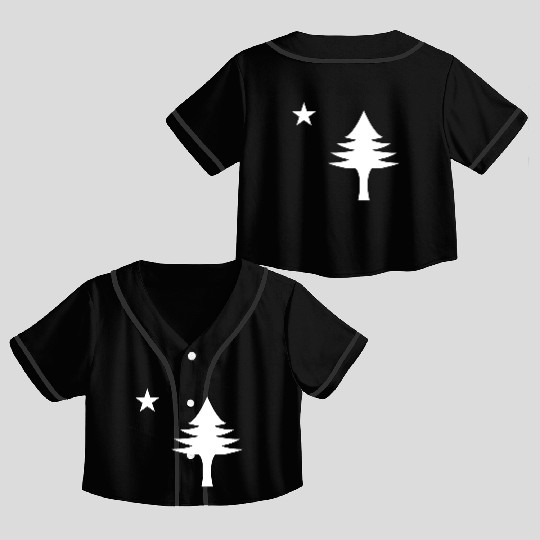 Pine tree and star 1901 flag of Maine State Crop Top Baseball Jerseys