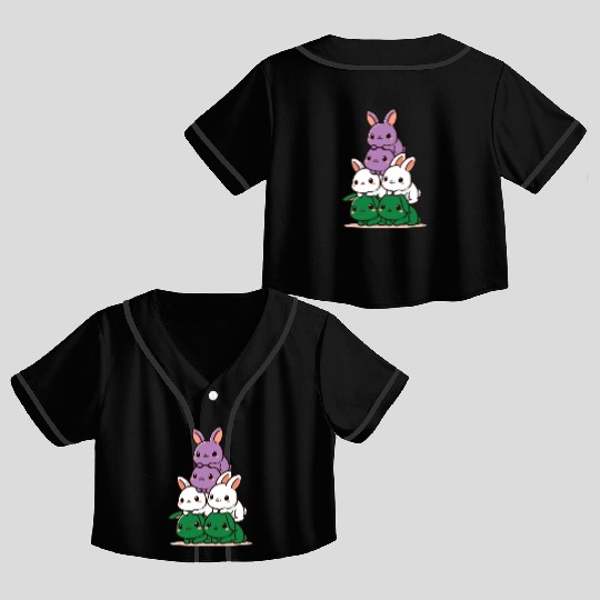 Bunnies Genderqueer Flag Pride Month Cute Bunny Crop Top Baseball Jerseys
