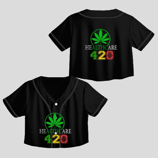 Silly 420 Healthy Herb Weed Marijuana Design Crop Top Baseball Jerseys