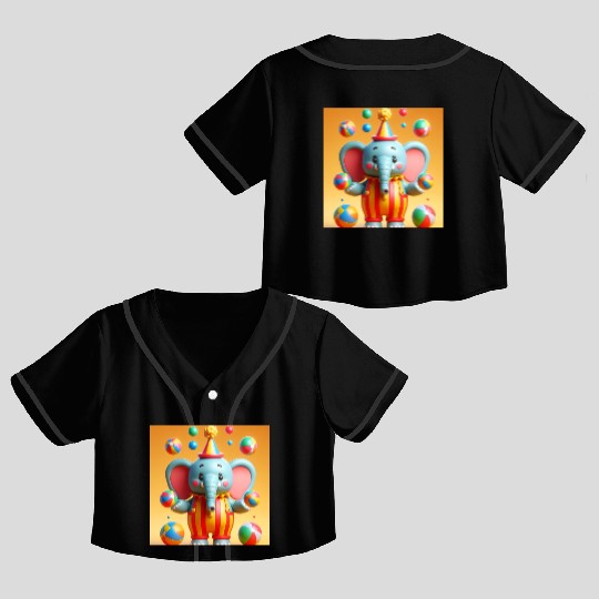 3D cartoon elephant Crop Top Baseball Jerseys