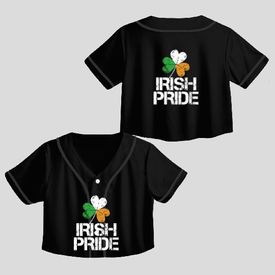 IRISH PRIDE Celtic Cross St Patricks Day Crop Top Baseball Jerseys