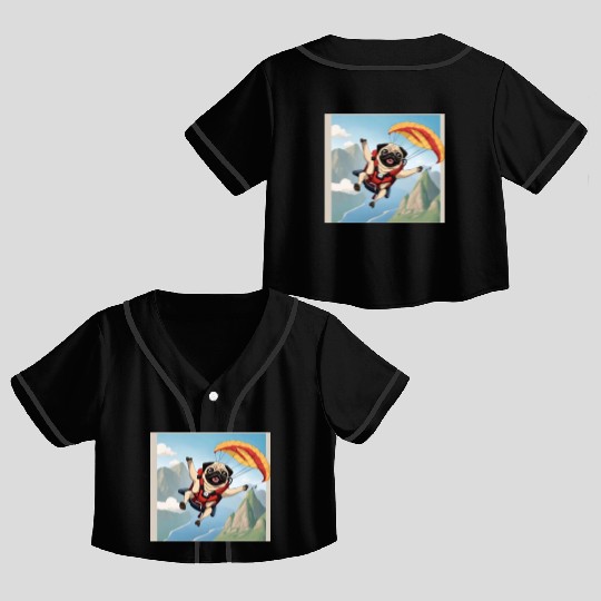 A pug skydiving Crop Top Baseball Jerseys