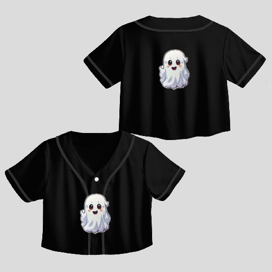 Cute Ghost Chibi Crop Top Baseball Jerseys
