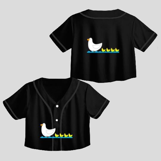 Duck with ducklings Crop Top Baseball Jerseys