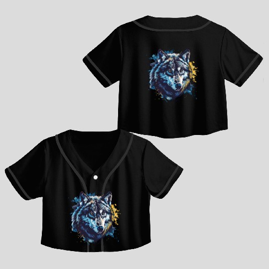 Alpha Wolf Paint Splash Crop Top Baseball Jerseys