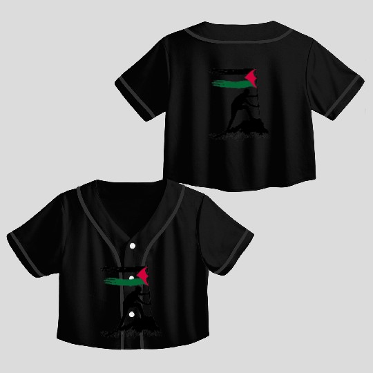 free palestine standing flag silhouette Crop Top Baseball Jerseys