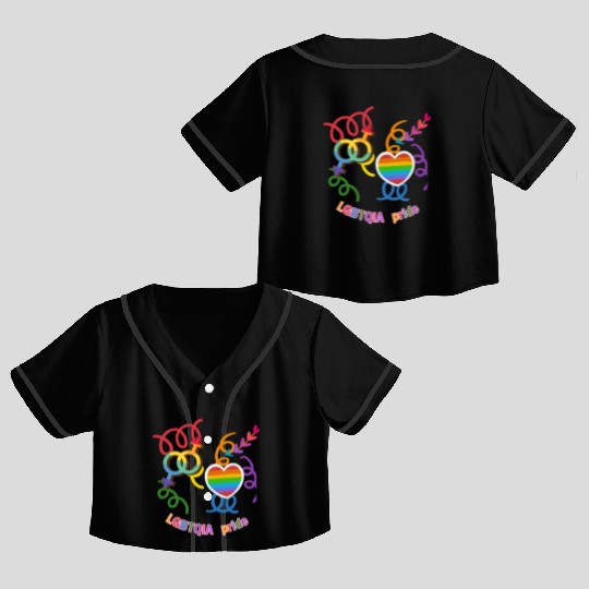 LGBTQIA+ Pride Rainbow Heart Crop Top Baseball Jerseys