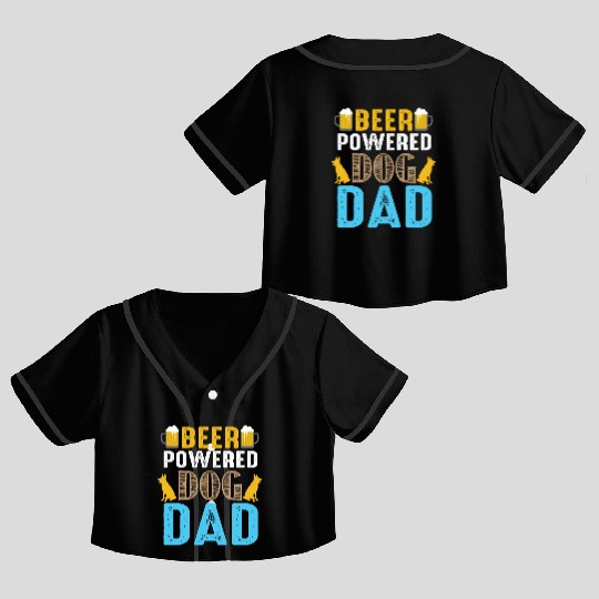 Bear powered dog dad Crop Top Baseball Jerseys