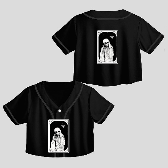 Skeleton Tarot Card Reader Astrology Occult Crop Top Baseball Jerseys