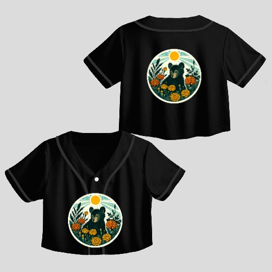 Black Bear Crop Top Baseball Jerseys