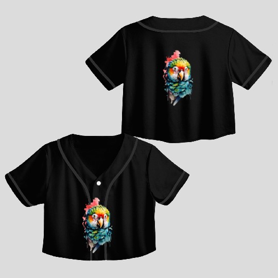 Macaw, Budgie Cockatoo, Parrot Flock Crop Top Baseball Jerseys
