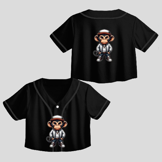 Crop Top Baseball Jerseys Funny of a monkey dressed as rap