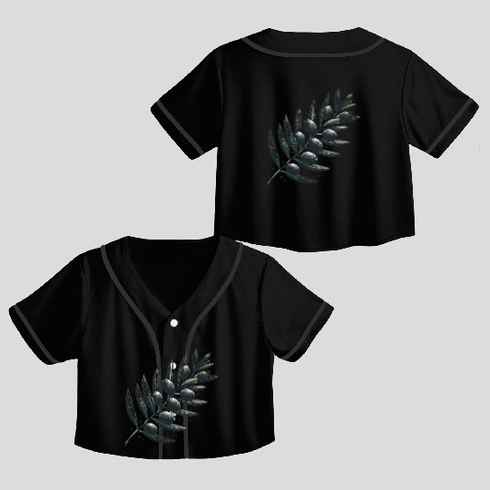An olive Branch Crop Top Baseball Jerseys