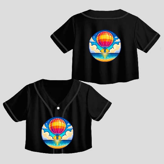 Skyward Journey: Soaring Hot Air Balloon Crop Top Baseball Jerseys