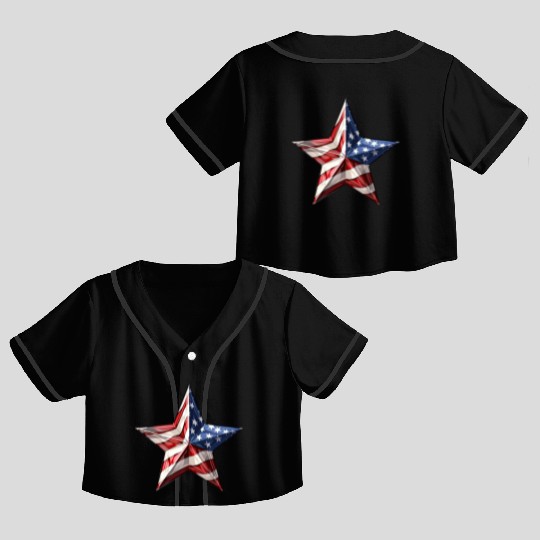 4th Of July, star Crop Top Baseball Jerseys
