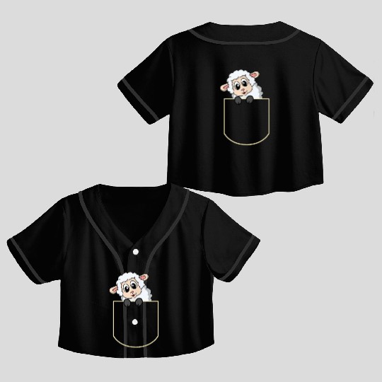 Funny Sheep Pocket Gift Crop Top Baseball Jerseys