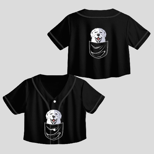 Dog In A Pocket Pet Lover Cute Great Pyrenees Crop Top Baseball Jerseys