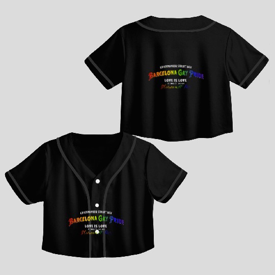Barcelona Gay Pride Colors Of Rainbow LGBTQ+ Crop Top Baseball Jerseys
