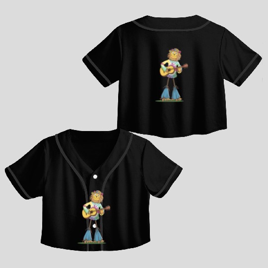 Hippie Scarecrow Playing Guitar Crop Top Baseball Jerseys