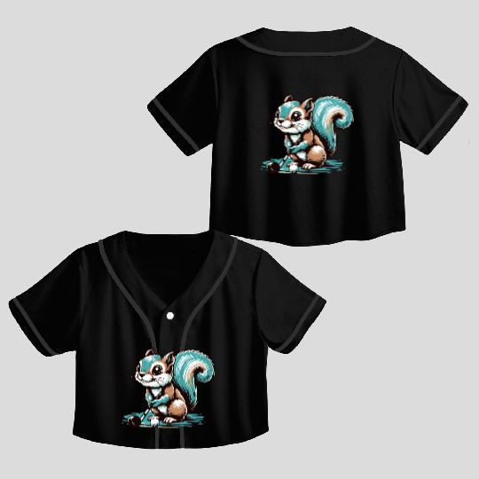Cute cartoon squirrel playing golf Crop Top Baseball Jerseys