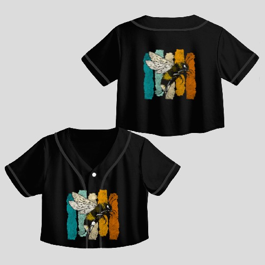 Honey Bee Nature Flowers Bees Crop Top Baseball Jerseys