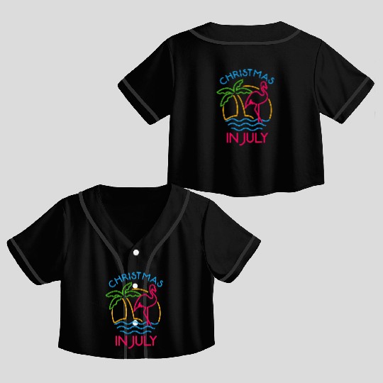 Christmas In July Pink Flamingo Crop Top Baseball Jerseys