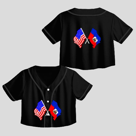 USA flag USA, Haiti flag Crop Top Baseball Jerseys
