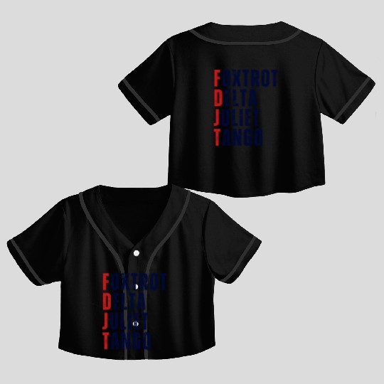 FOXTROT DELTA JULIET TANGO WHITE Crop Top Baseball Jerseys