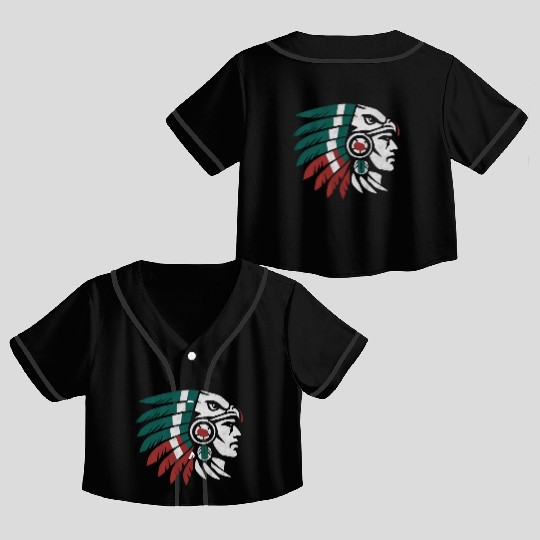 Aztec Warrior Indigenous Mexican Aztec Jaguar Crop Top Baseball Jerseys