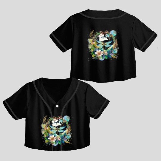 One day at a time dragonfly floral Crop Top Baseball Jerseys