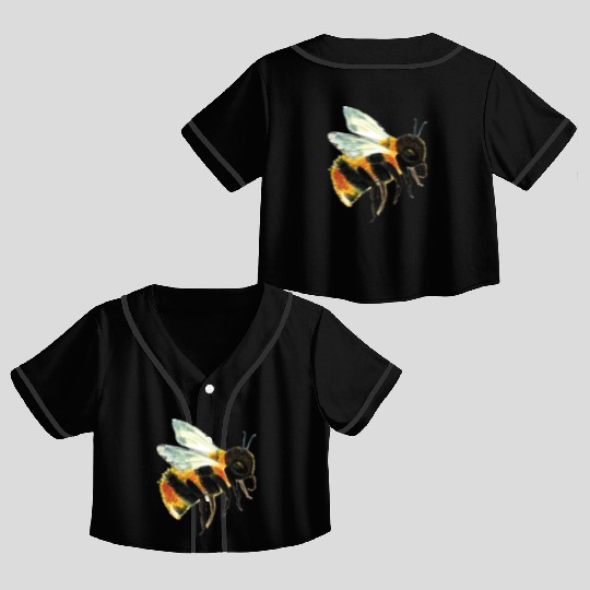 Cute Bumble Bee Flying Illustration Crop Top Baseball Jerseys