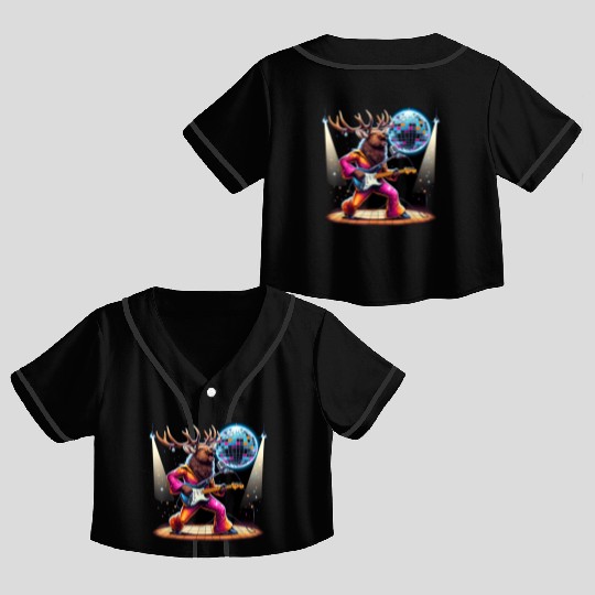 Disco Ball Guitar Elk Crop Top Baseball Jerseys