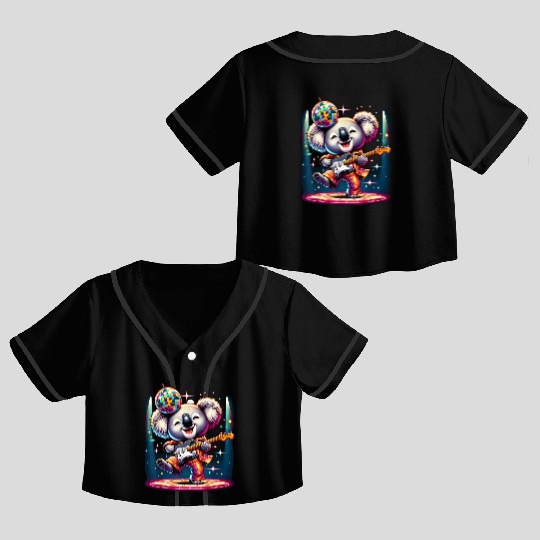 Disco Ball Guitar Koala Crop Top Baseball Jerseys