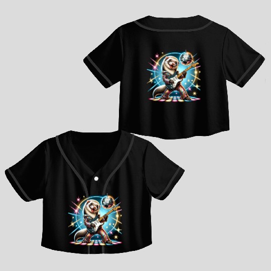 Disco Ball Guitar Ferret Crop Top Baseball Jerseys