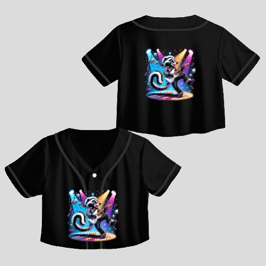 Disco Ball Guitar Skunk Crop Top Baseball Jerseys