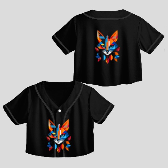 Fox Animal Graphic Artwork Crop Top Baseball Jerseys