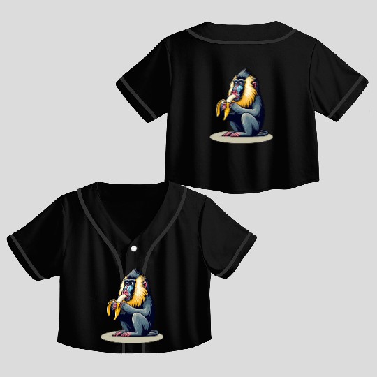 Mandrill Banana Monkey Crop Top Baseball Jerseys