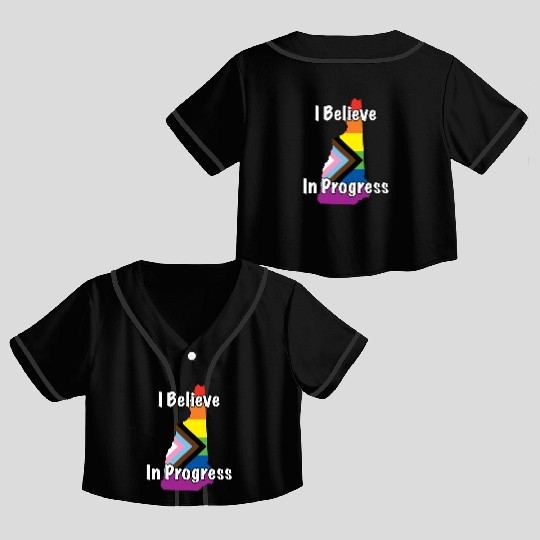 New Hampshire Pride Believe in Progress Flag Crop Top Baseball Jerseys