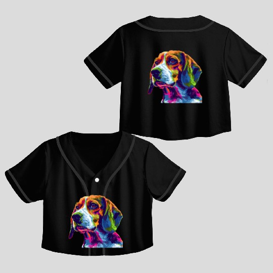 Colorful Beagle Dog Portrait Art Crop Top Baseball Jerseys