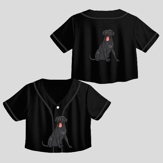 Dog - Black Lab Crop Top Baseball Jerseys