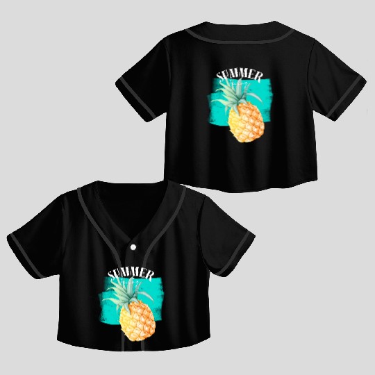 Summer Retro Pineapple Swimming Pool Vacation Gard Crop Top Baseball Jerseys