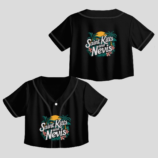 Saint Kitts And Nevis Souvenir Tropical Paradise Crop Top Baseball Jerseys