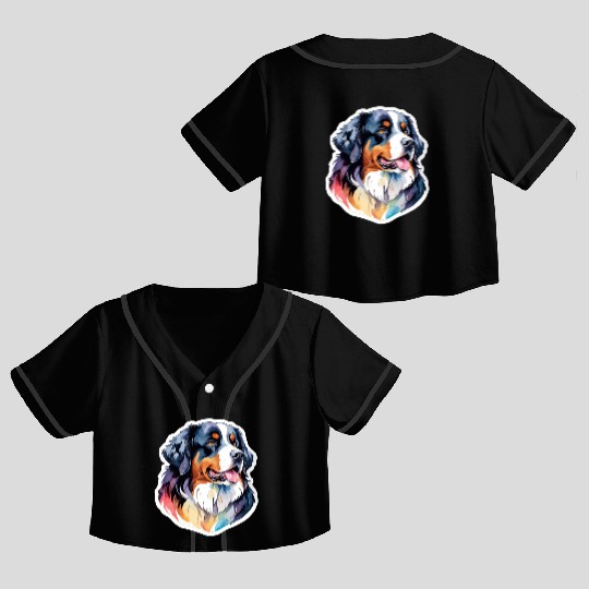 Bernese Mountain Dog Watercolor Crop Top Baseball Jerseys