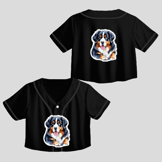 Bernese Mountain Dog Watercolor Crop Top Baseball Jerseys